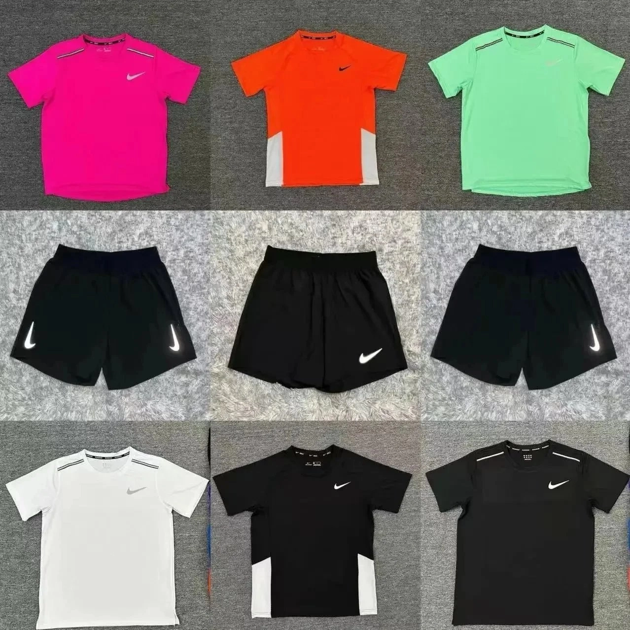 Nike Dri-FIT Running T-Shirt and Shorts Set - Neon Pink/Black