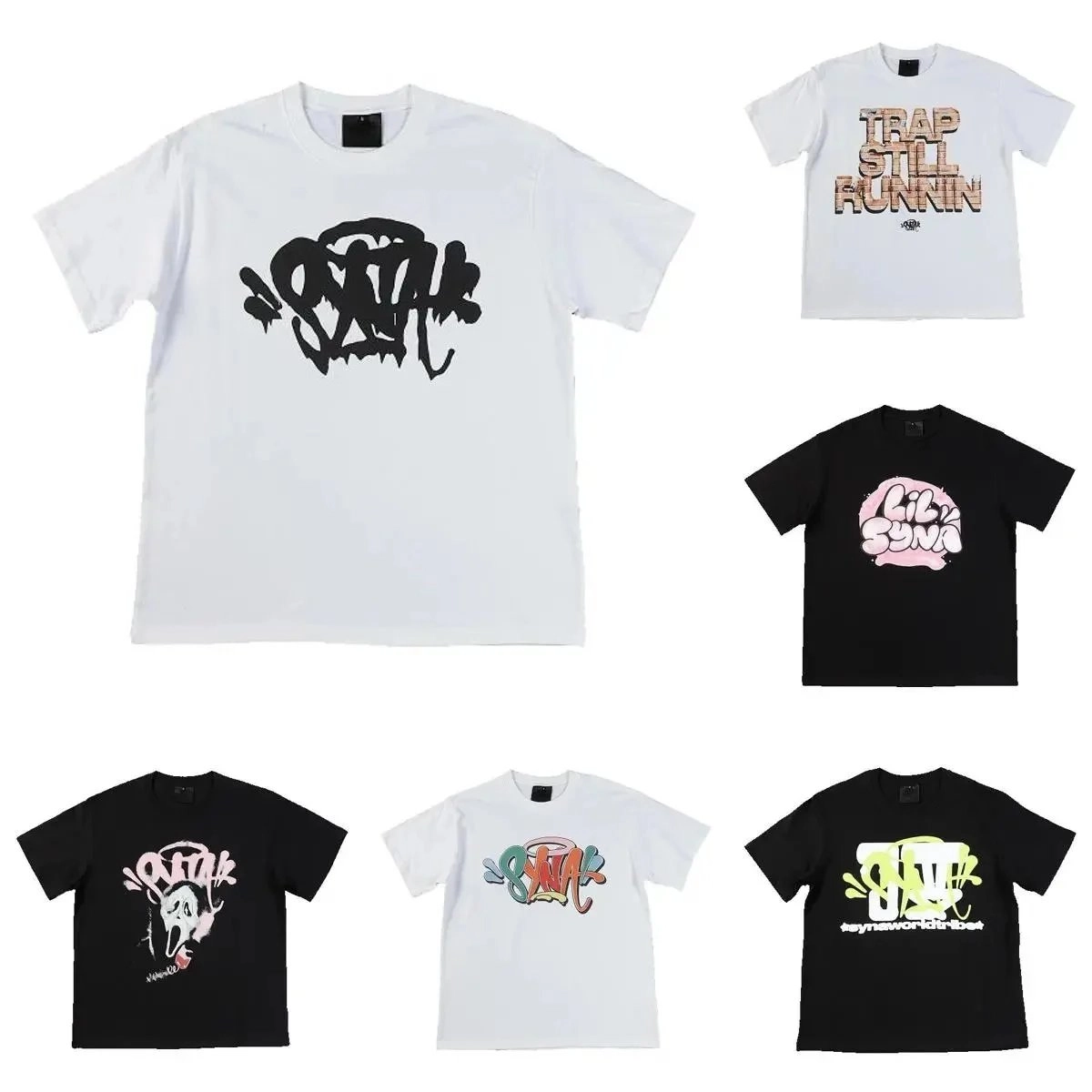 Lil Syna Graffiti Logo Oversized T-Shirt - White Black Colorway