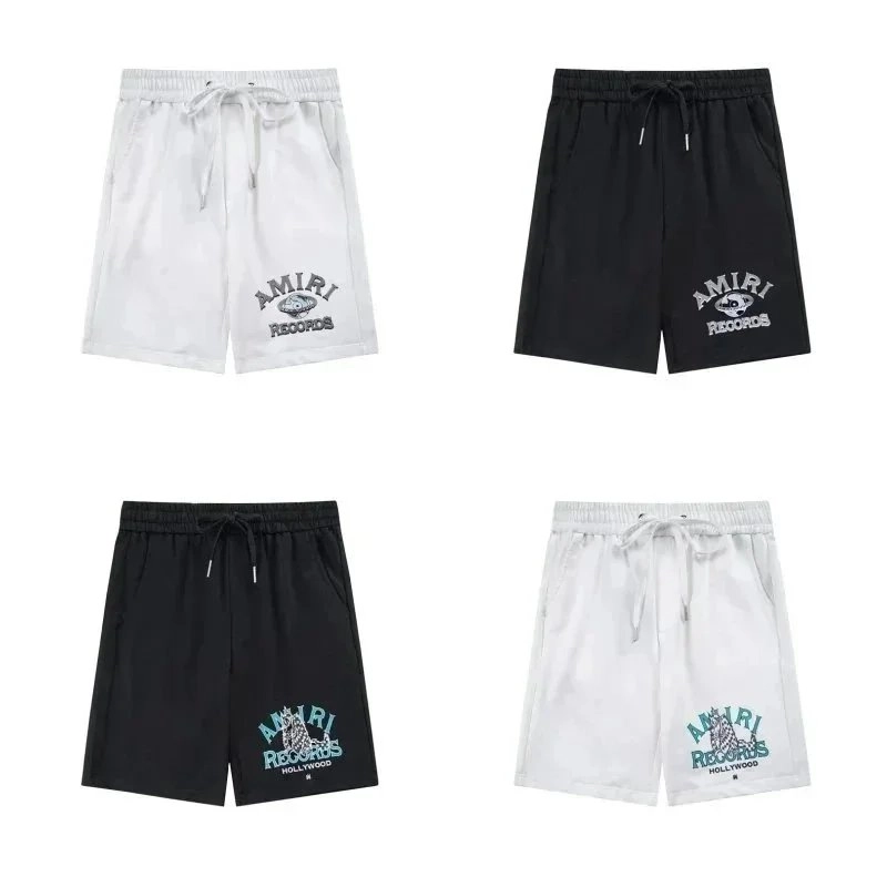 Amiri Records Hollywood Embroidered Drawstring Shorts