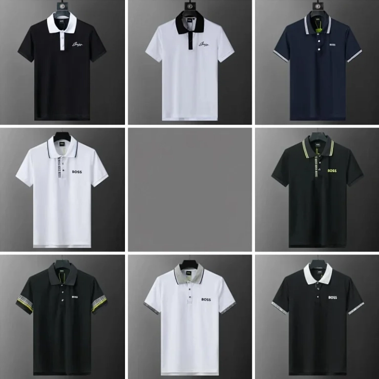 BOSS Classic Polo Shirt with Contrast Collar and Embroidered Logo