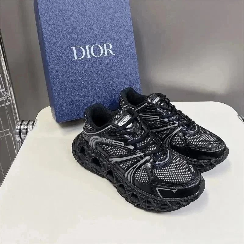 Dior B23 Mesh Sneakers Black Silver Geometric Sole