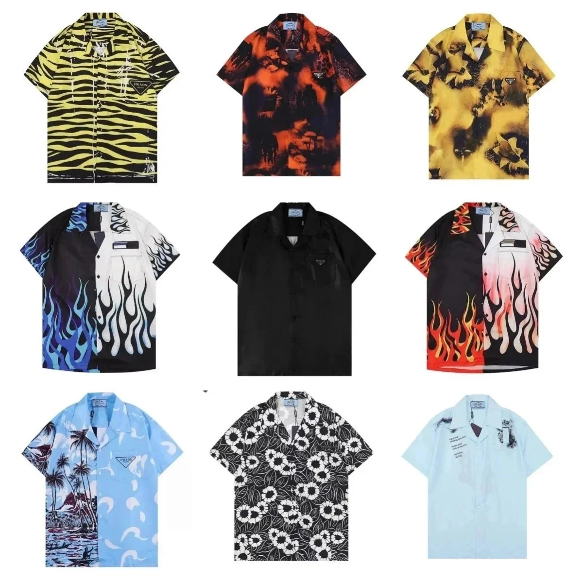 Prada Hawaiian Shirt Tiger Print Yellow Black Short Sleeve