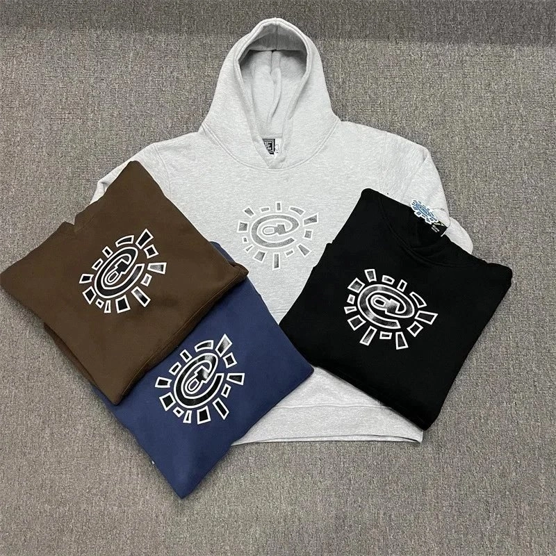 C2H4 Sun Logo Hoodie - Heather Gray with Embroidered Eye Design