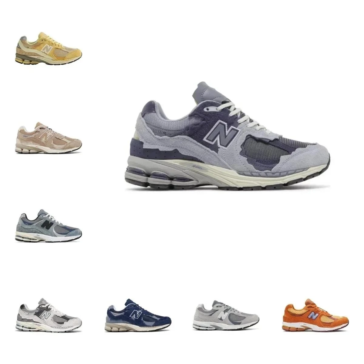 New Balance 2002R Premium Grey Navy Mesh Suede Running Shoe