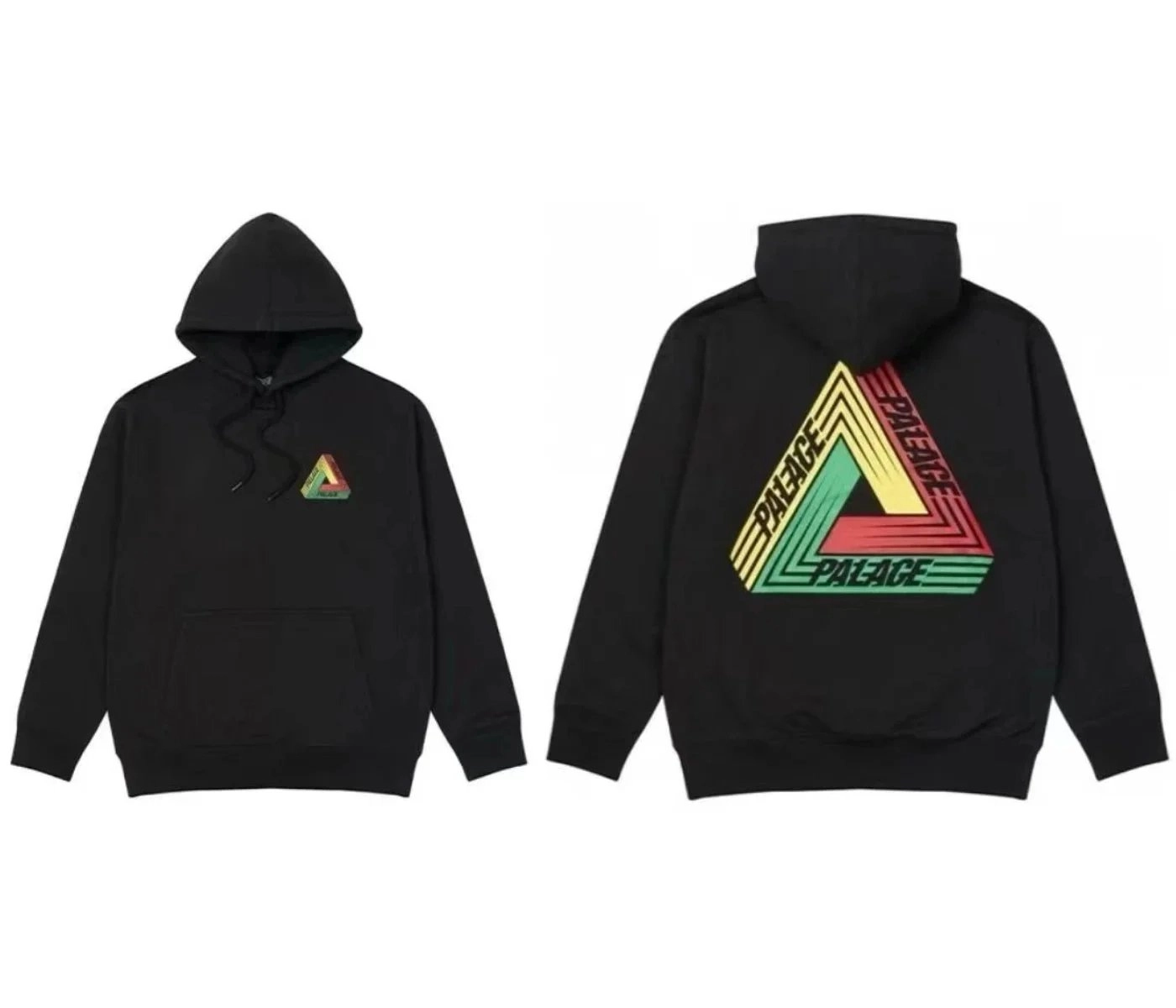 Palace Tri-Force Hoodie Black Rasta Gradient Logo