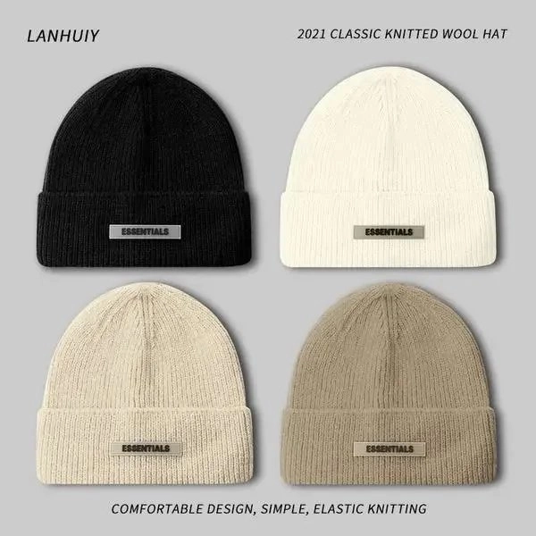 LANHUIY 2021 Classic Knitted Wool Hat Essentials Label Beanie