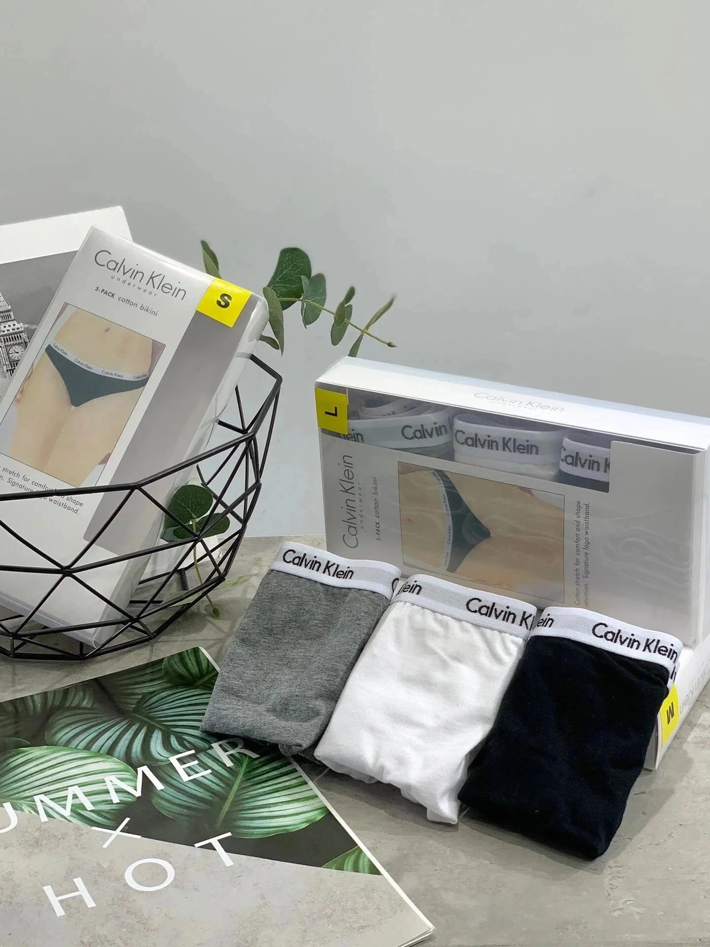 Calvin Klein 3-Pack Cotton Bikini Underwear - Gray White Black