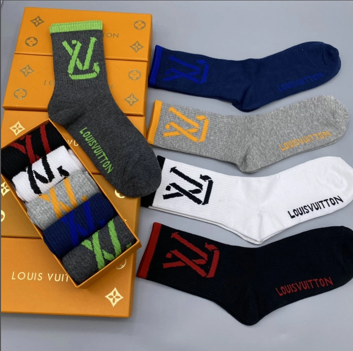 Louis Vuitton Monogram Logo Socks - Multi-Color Crew Socks