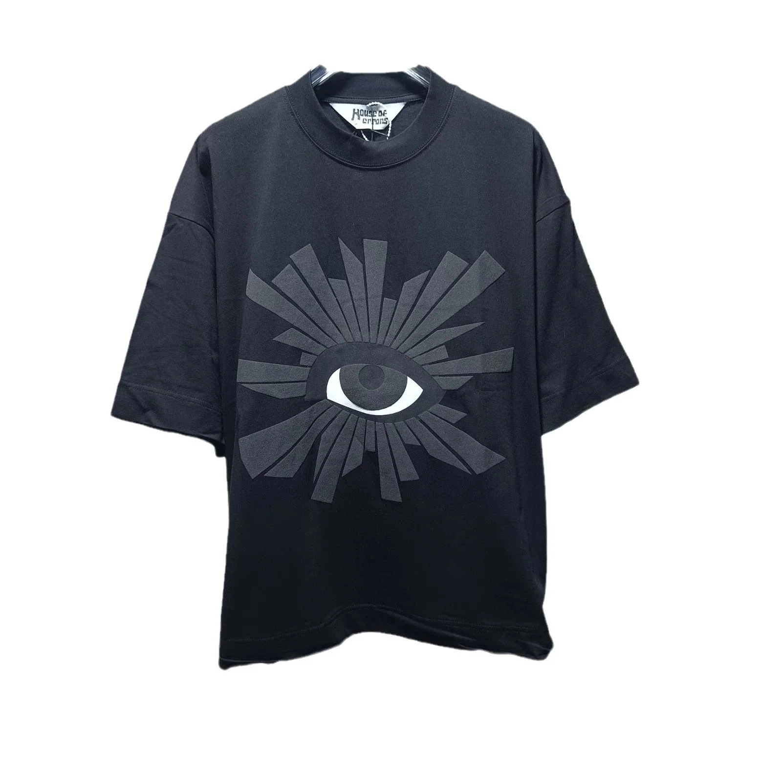 House of Errors Black Oversized T-Shirt with Graphic Eye Print