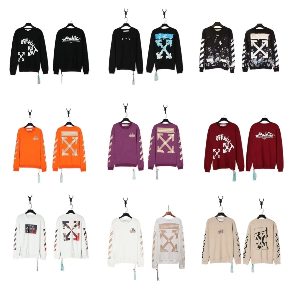 Off-White Diag Arrow Print Crewneck Sweatshirt Black Blue Splatter