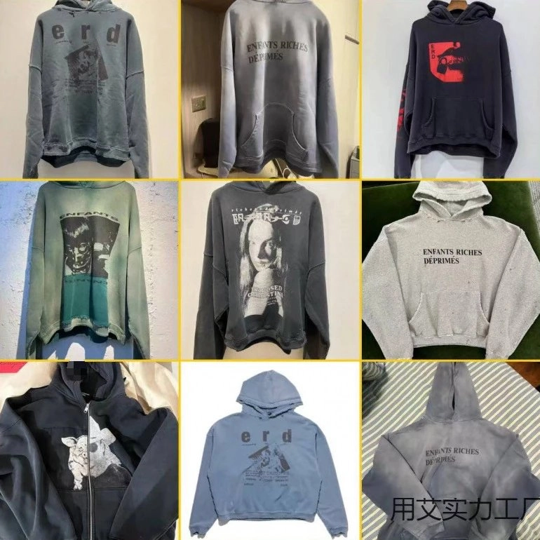 ERD Enfants Riches D&eacute;prim&eacute;s Distressed Graphic Hoodie Gray