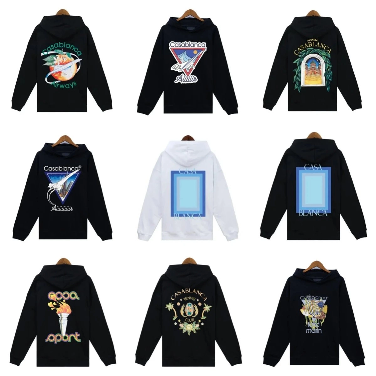 Casablanca Airways Graphic Hoodie - Black Print Design
