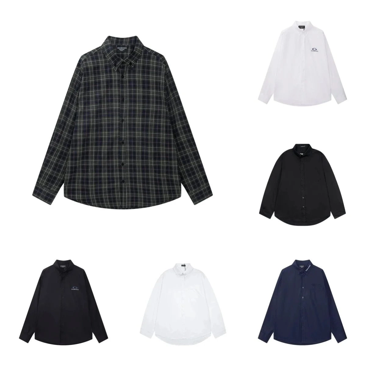 AURCHORD Classic Grid Check Long Sleeve Shirt - Dark Navy Green