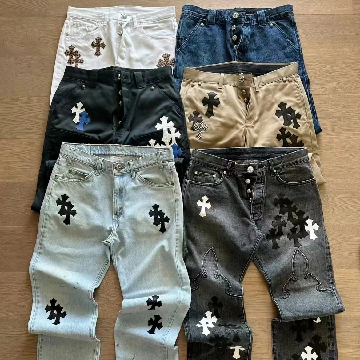 Chrome Hearts Cross-Embellished Denim Jeans Collection