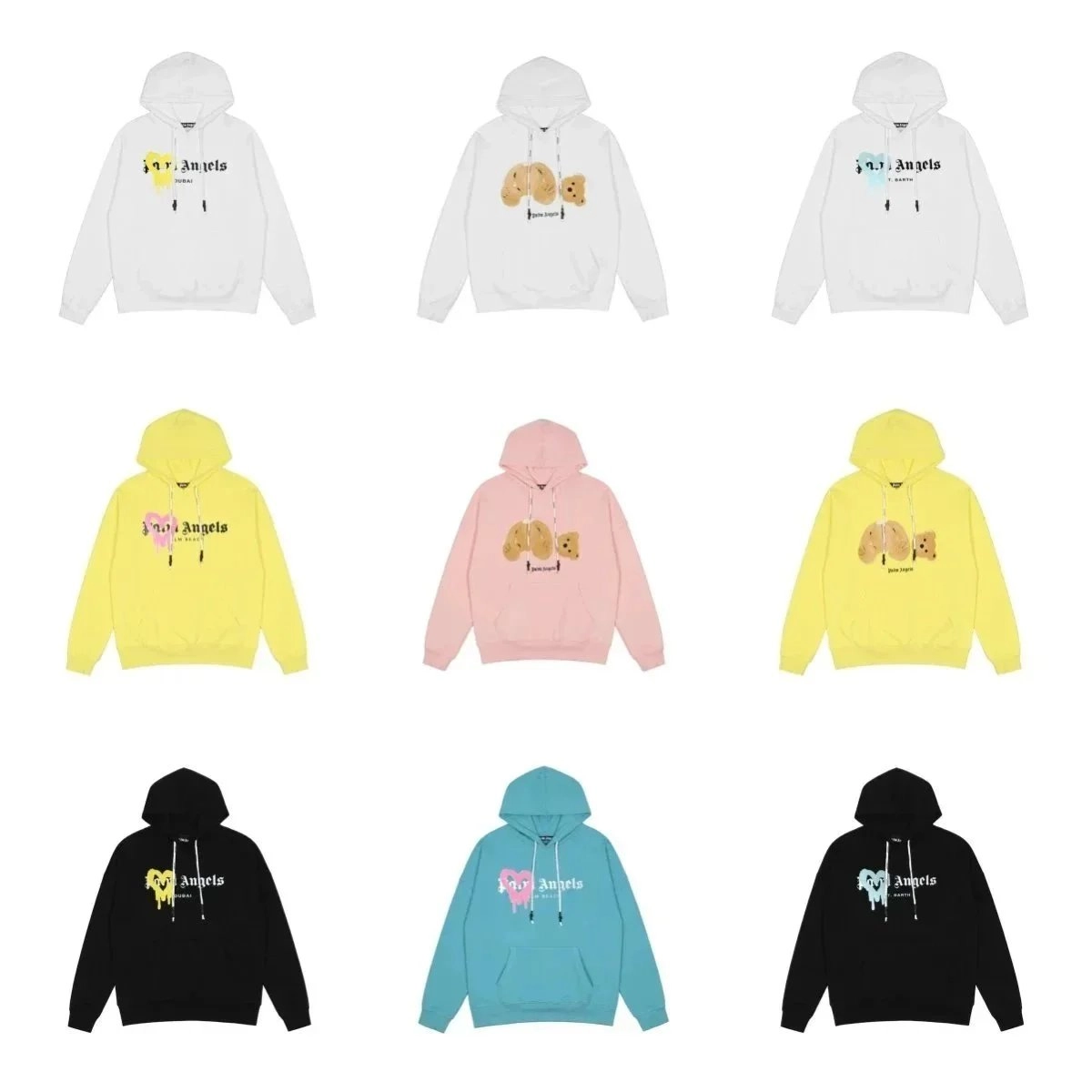 Palm Angels Bear Graphic Hoodie - White with Brown Teddy Print