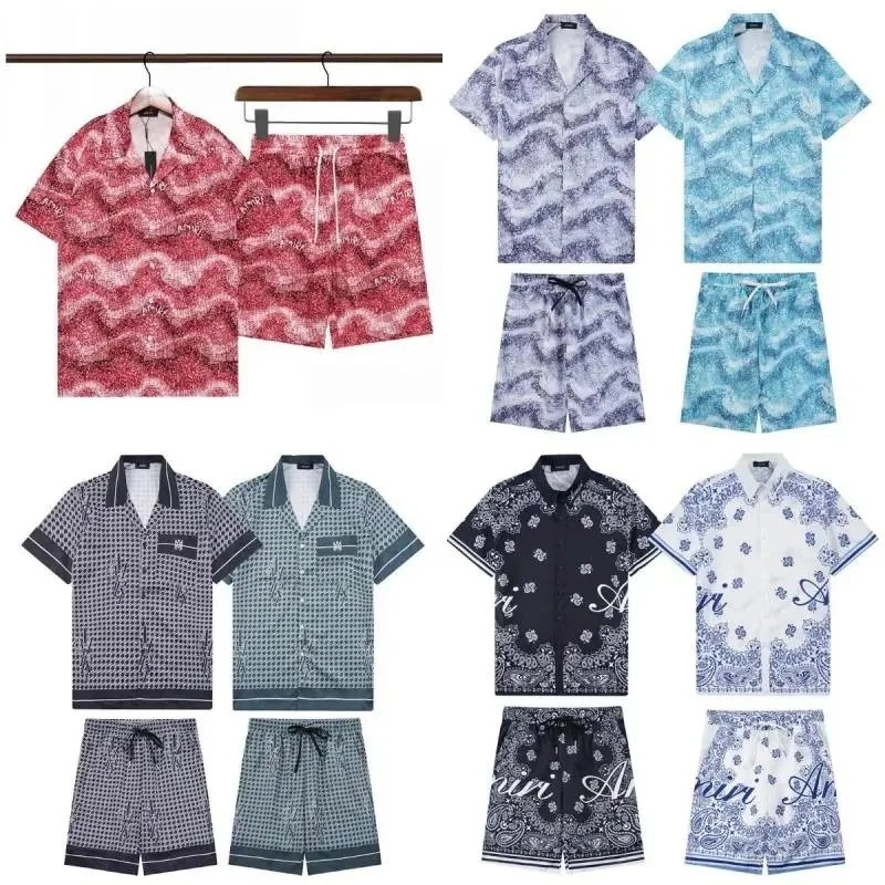 Amiri Wave-Print Short Sleeve Shirt and Shorts Set - Red