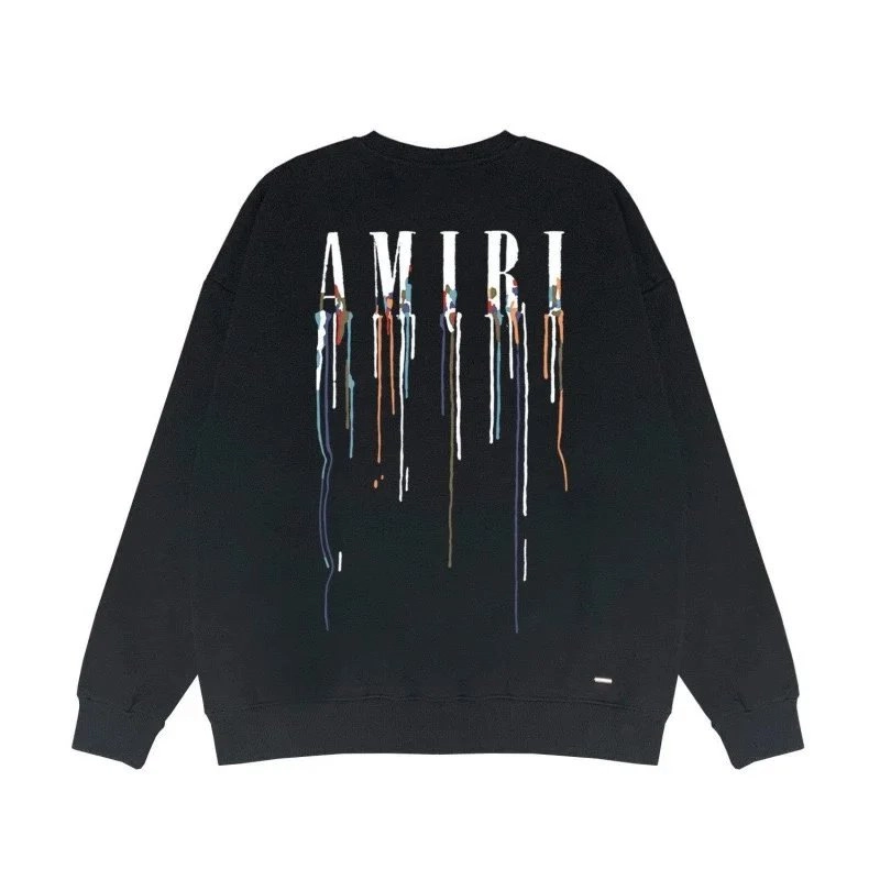 AMIRI Dripping Logo Black Crewneck Sweatshirt