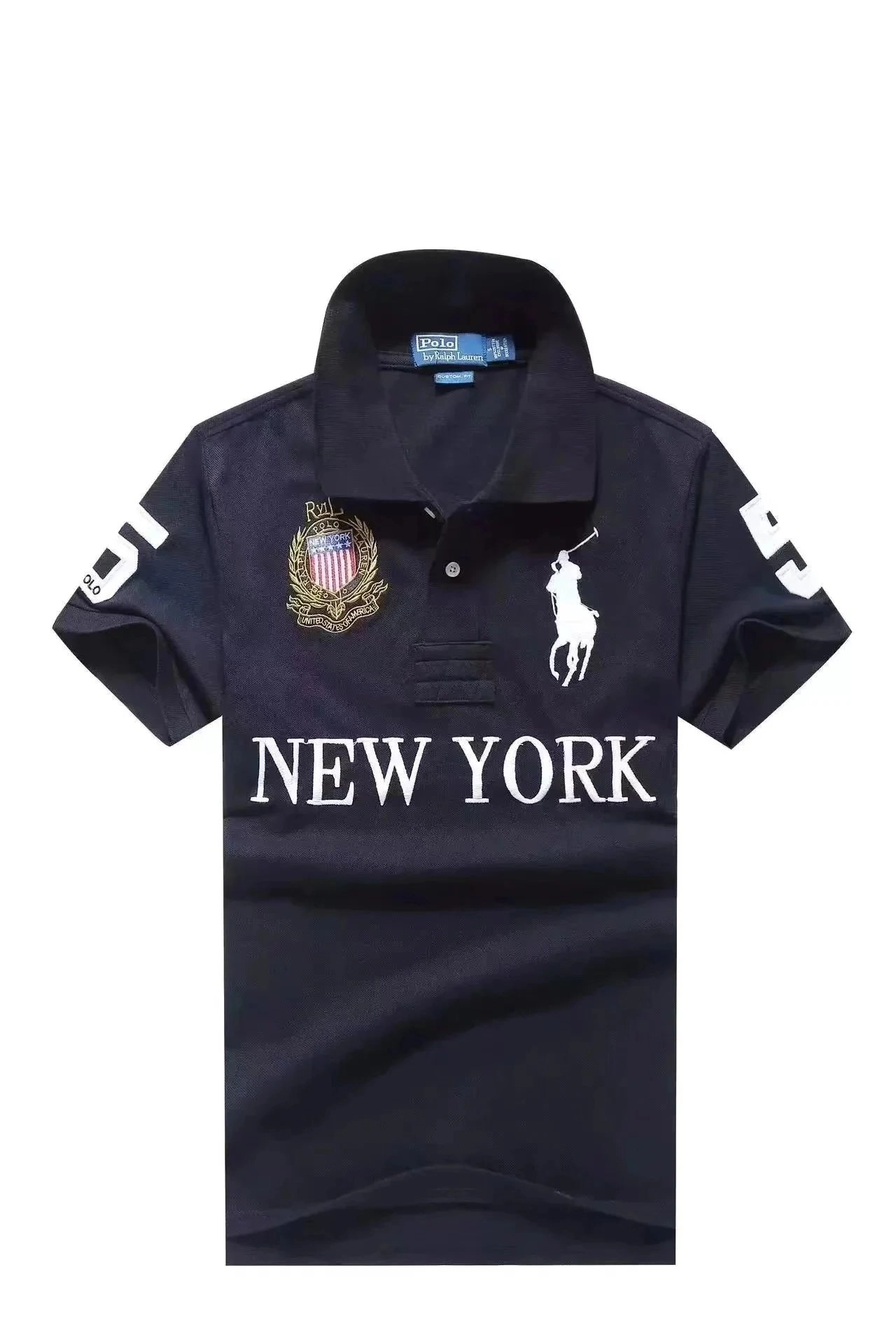 Polo Ralph Lauren New York Navy Polo Shirt with Embroidered Crest