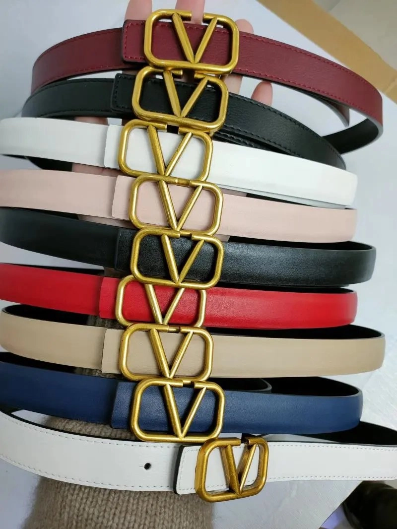 Valentino VLogo Belt - Gold Buckle Leather Waist Belt in Multiple Colors