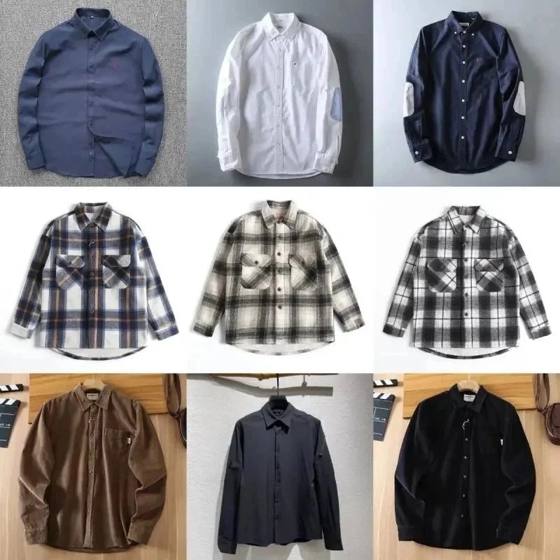 Classic Button-Up Shirt with Elbow Patches - Navy Blue