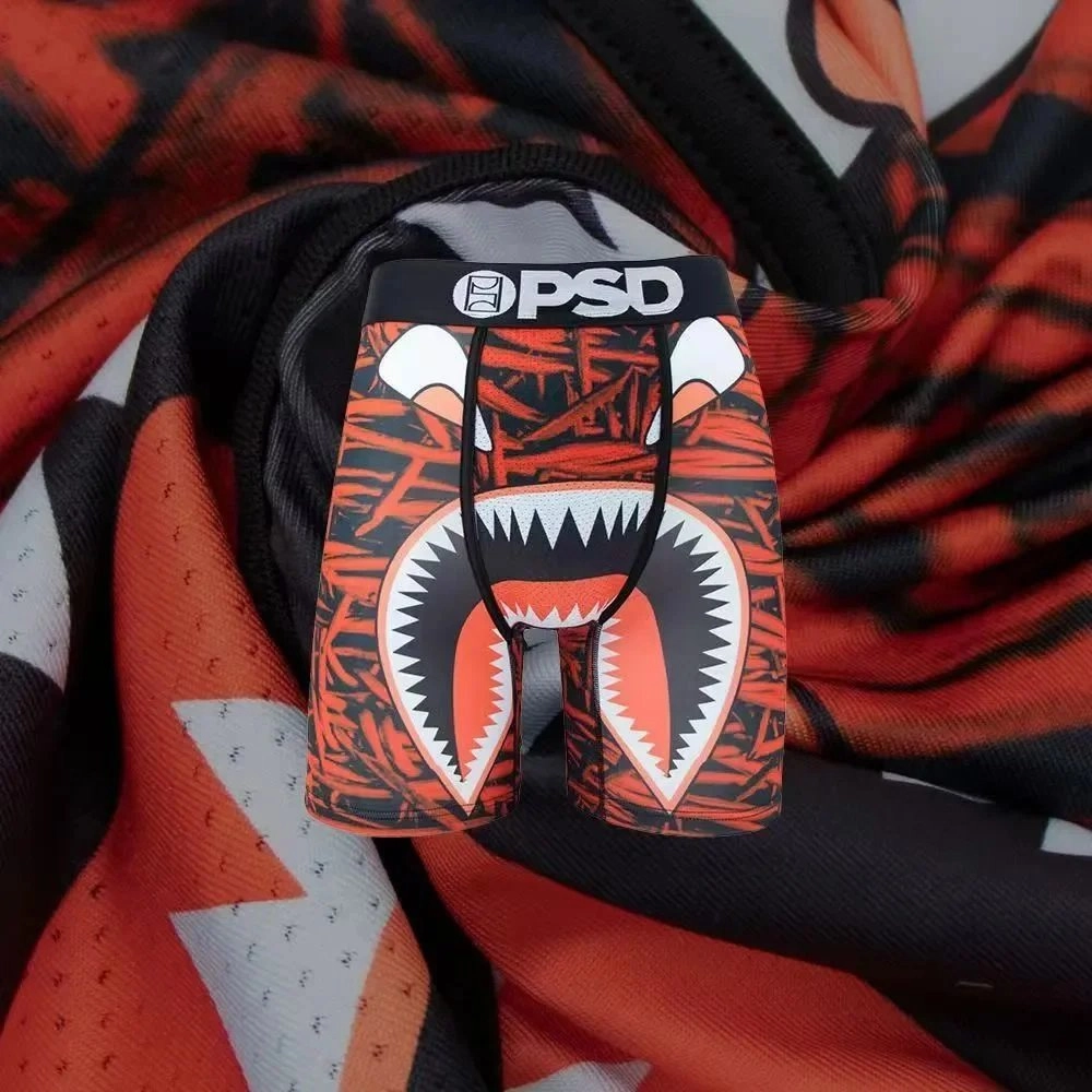 PSD Shark Mouth Orange Black Graphic Boxer Briefs