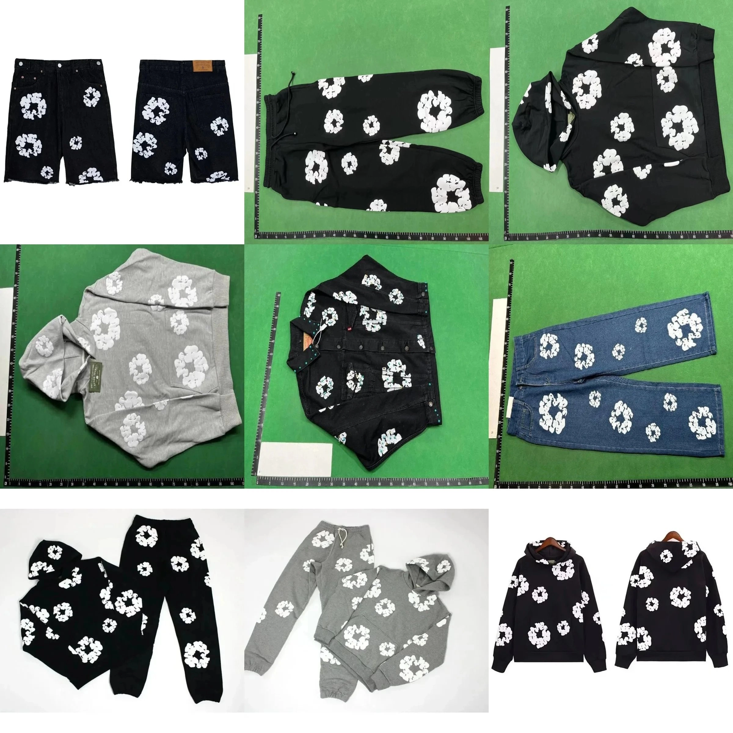 Levi's Floral Print Hoodie and Denim Set - Black/Gray/Blue