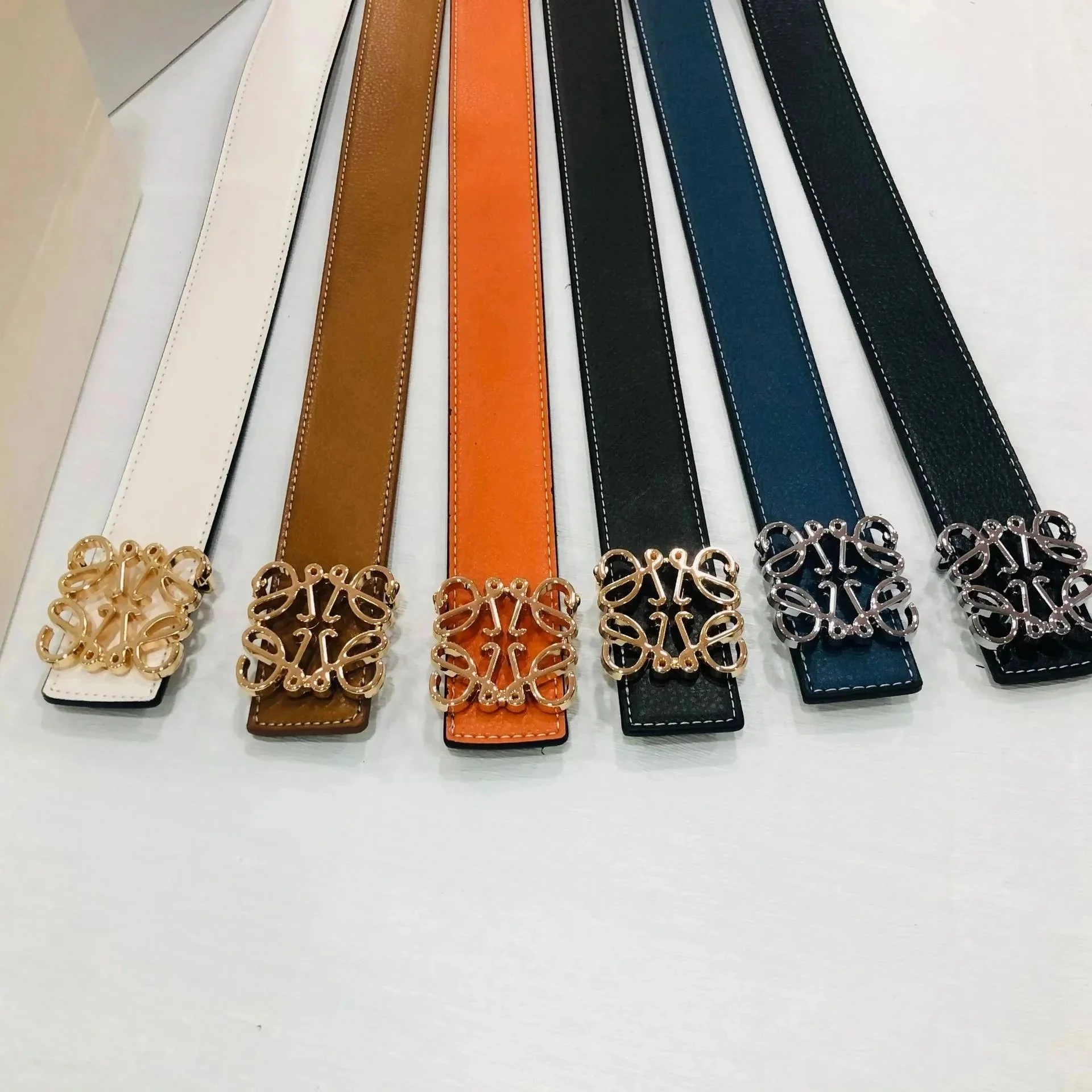 Loewe Anagram Belt in Multiple Colors with Signature Metal Buckle