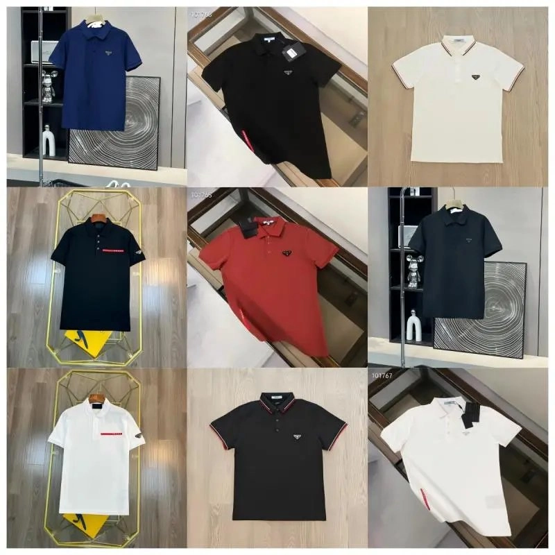 Prada Re-Nylon Polo Shirt Navy Blue with Triangle Logo