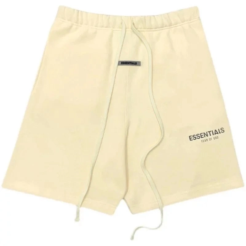 Essentials Fear of God Beige Drawstring Shorts with Logo