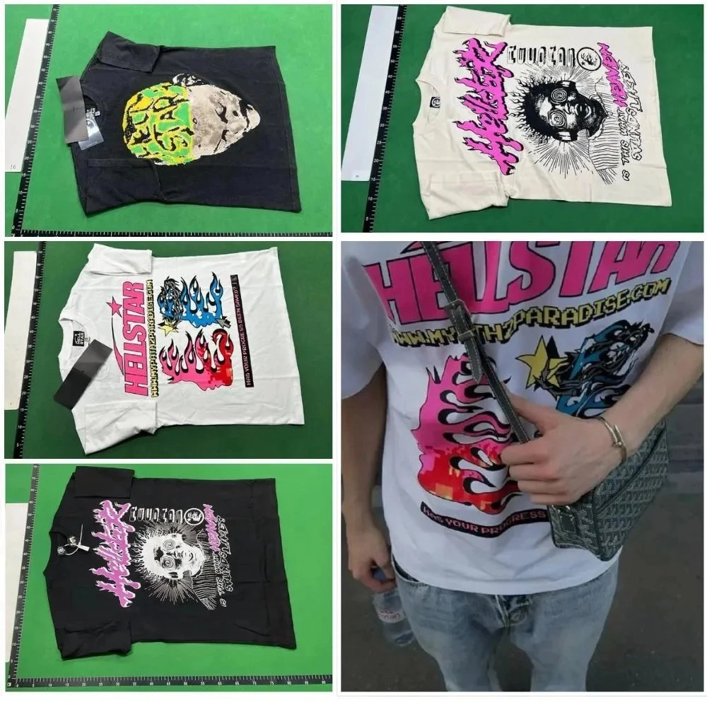 HELSTAR Graphic Tee with Psychedelic Skull and Flame Print
