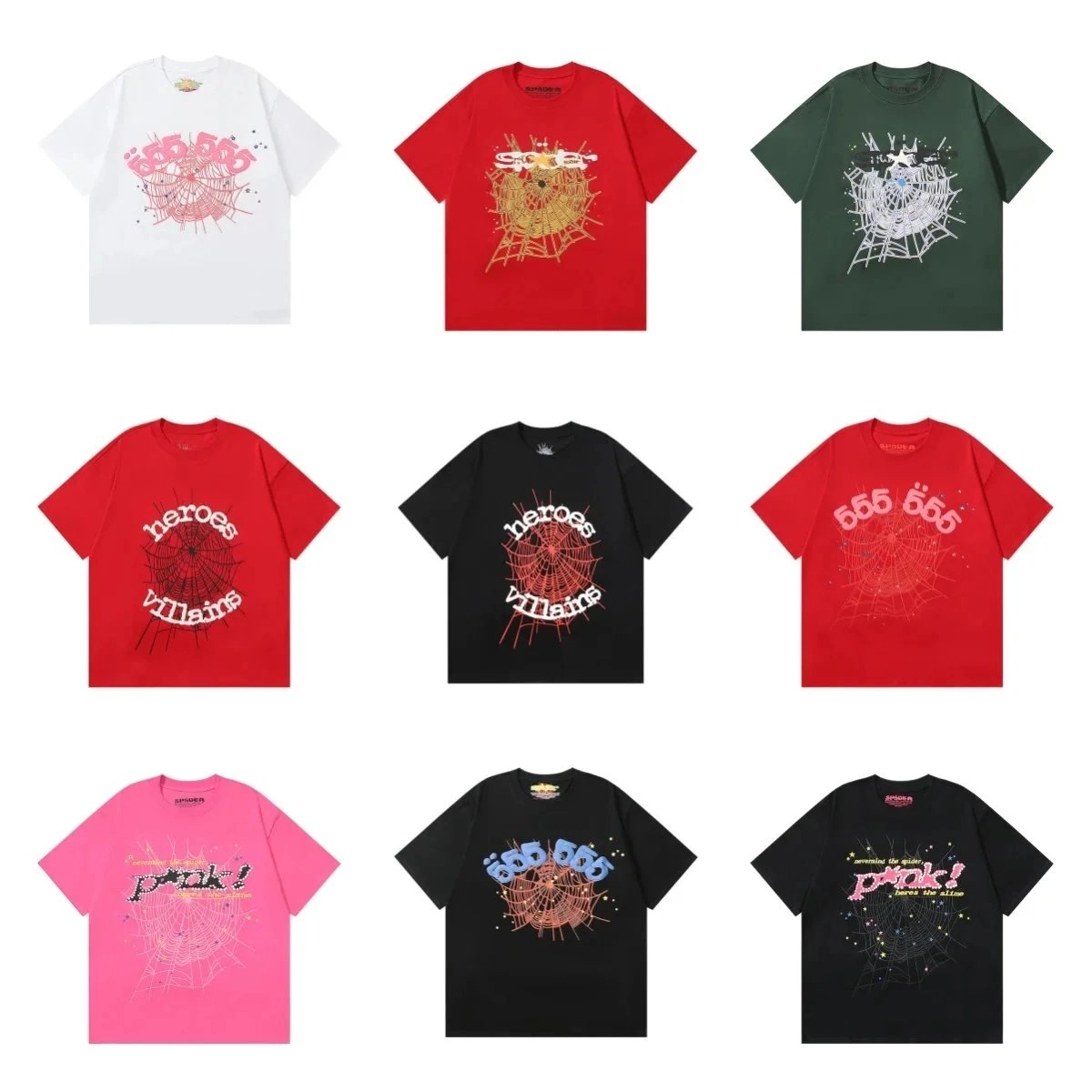 SPIDER Web Pattern Graphic T-Shirt - Red Heroes Villains Design