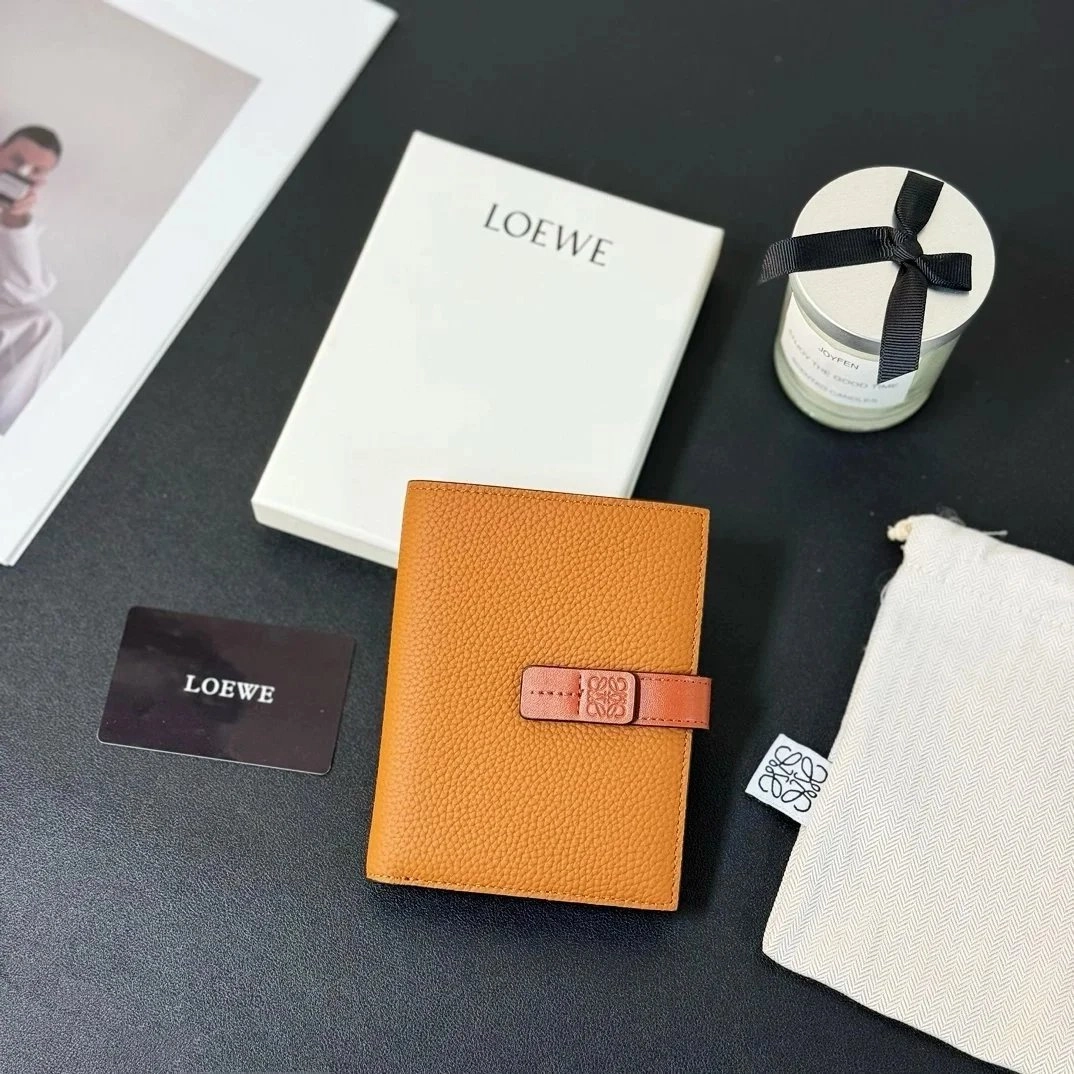 LOEWE Puzzle Mini Wallet in Cognac Grained Leather with Anagram Strap