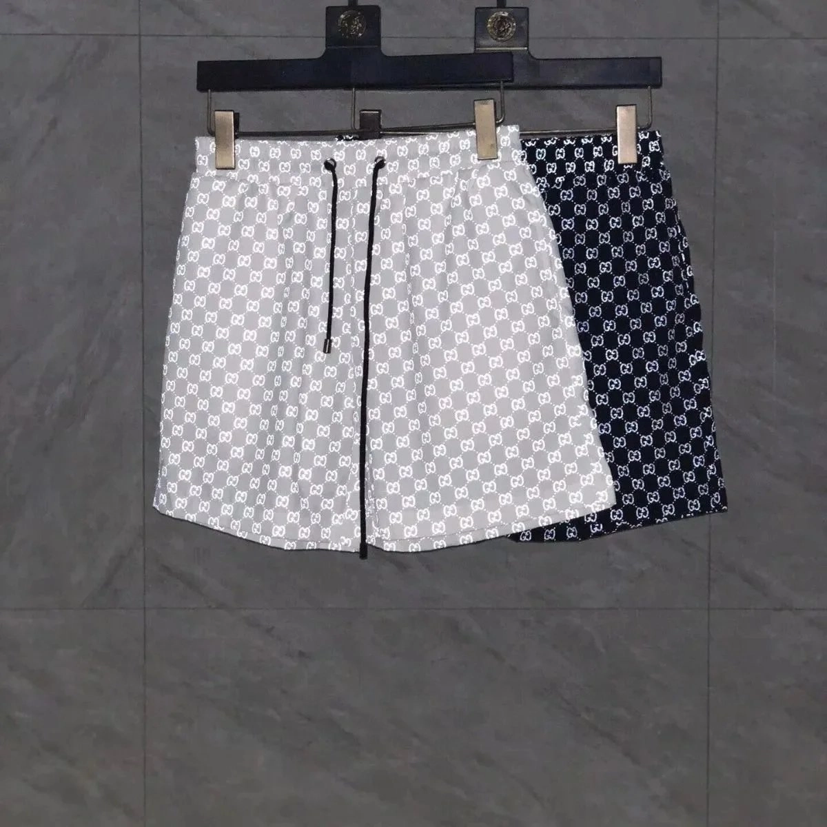 Gucci GG Monogram Print Drawstring Shorts - White and Navy