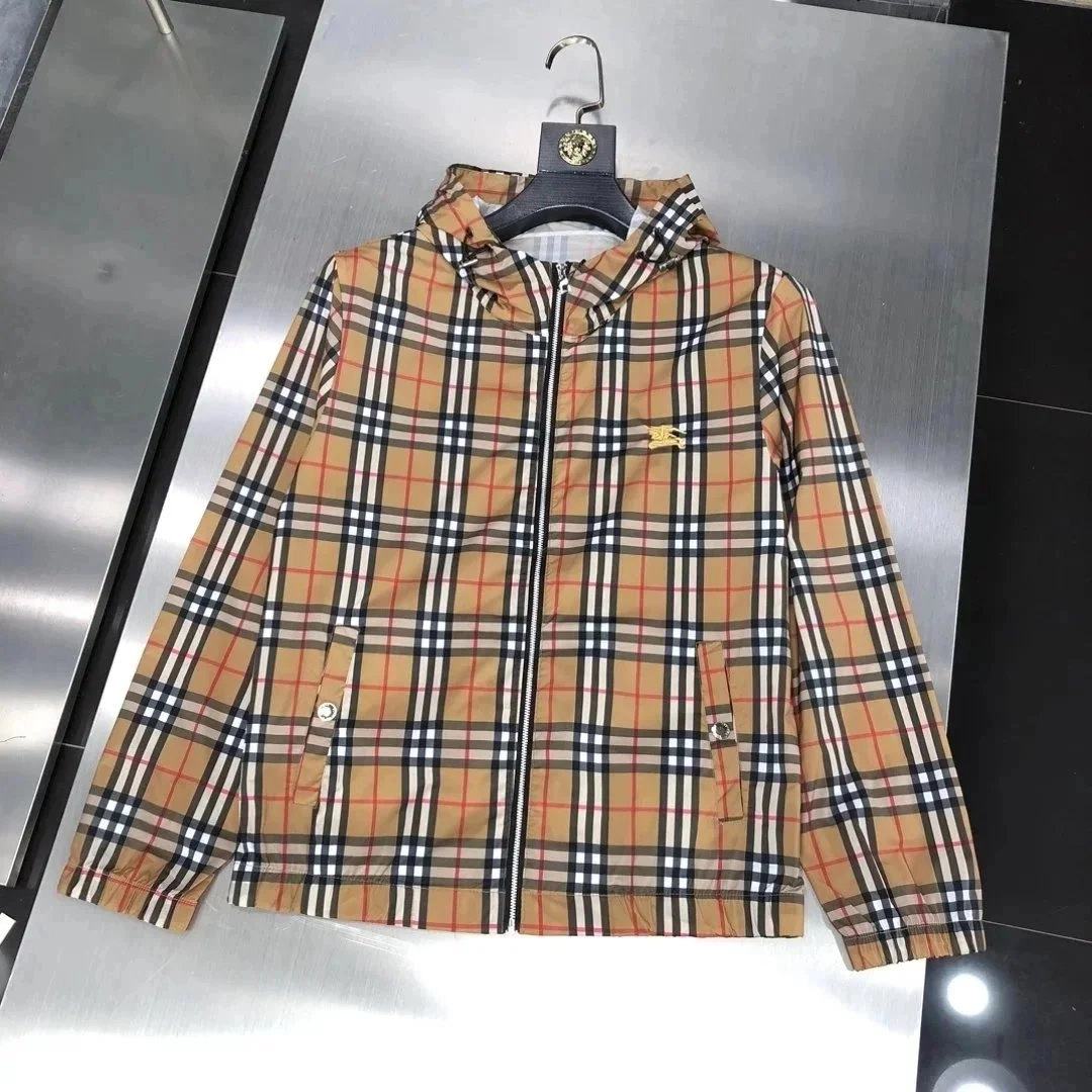 Burberry Classic Check Hooded Windbreaker Jacket Beige