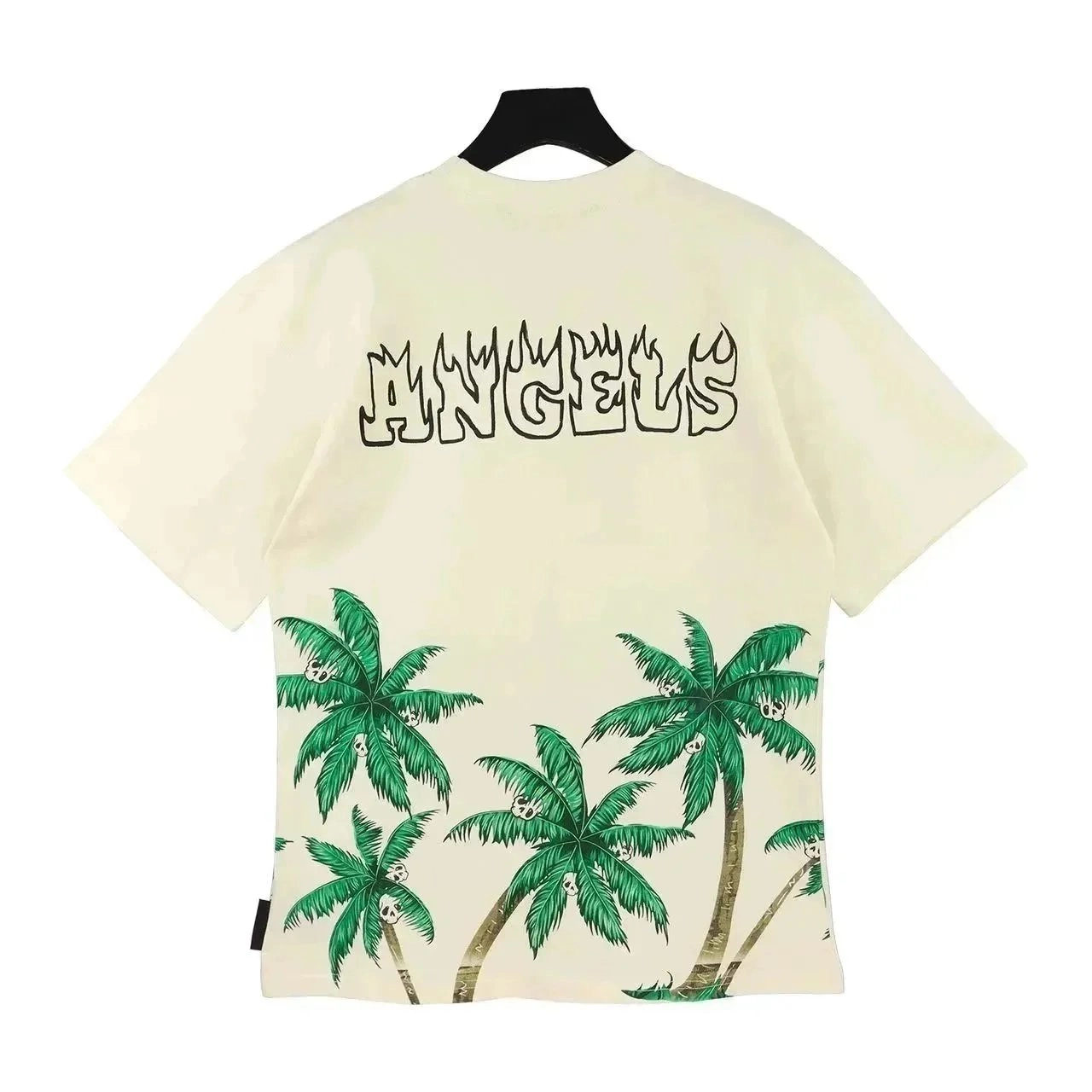 Angels Palm Tree Skull Graphic T-Shirt Cream