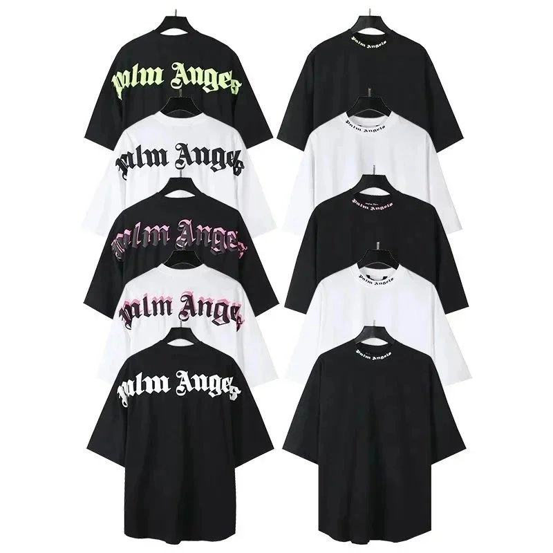 Palm Angels Gothic Logo Oversized T-Shirt Black Neon Green