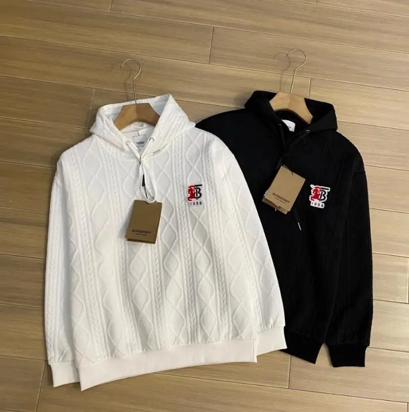 Burberry Cable-Knit Hoodie with Monogram Patch - White