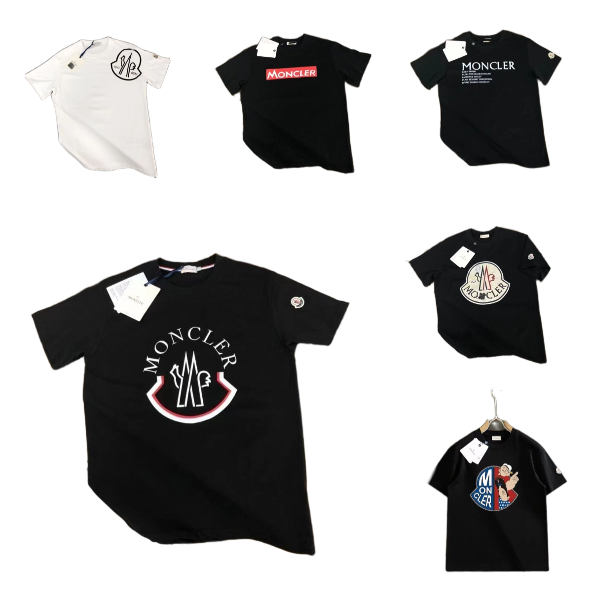 Moncler Classic Logo Black T-Shirt with Red-White Arch Design