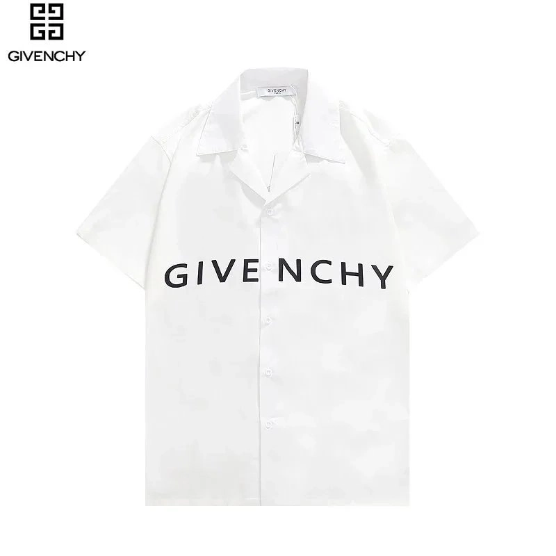 Givenchy White Short-Sleeve Logo Shirt with Bold Black Print