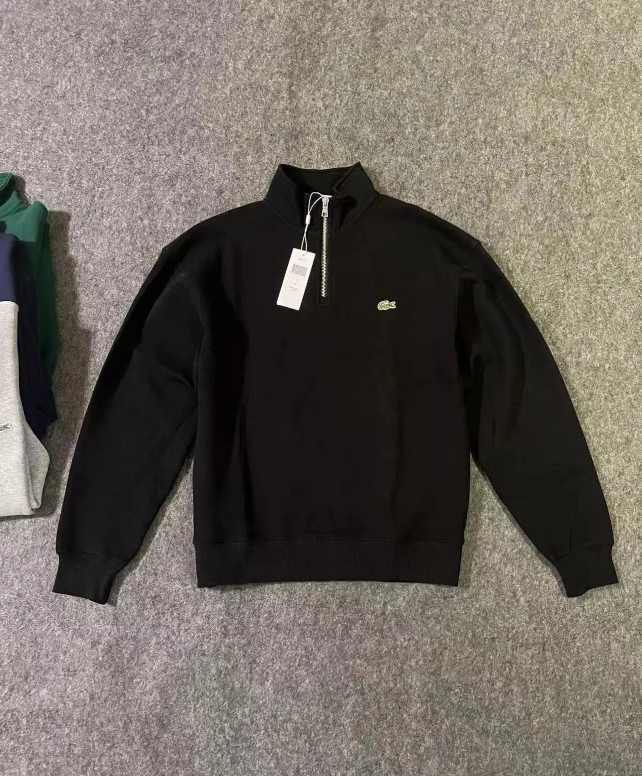 Lacoste Classic Half-Zip Sweatshirt Black with Crocodile Logo