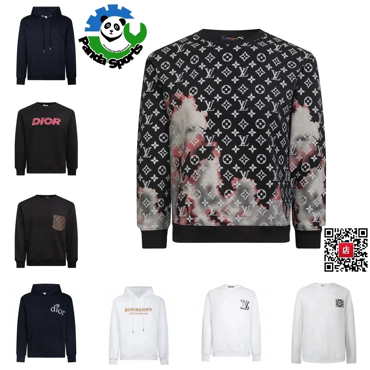 Louis Vuitton Monogram Cloud Print Crewneck Sweater Black