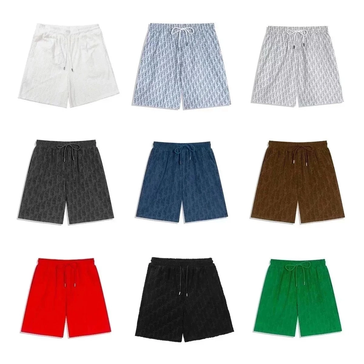 Dior Oblique Pattern Cotton Shorts - White Blue Gray Black Red Green Brown