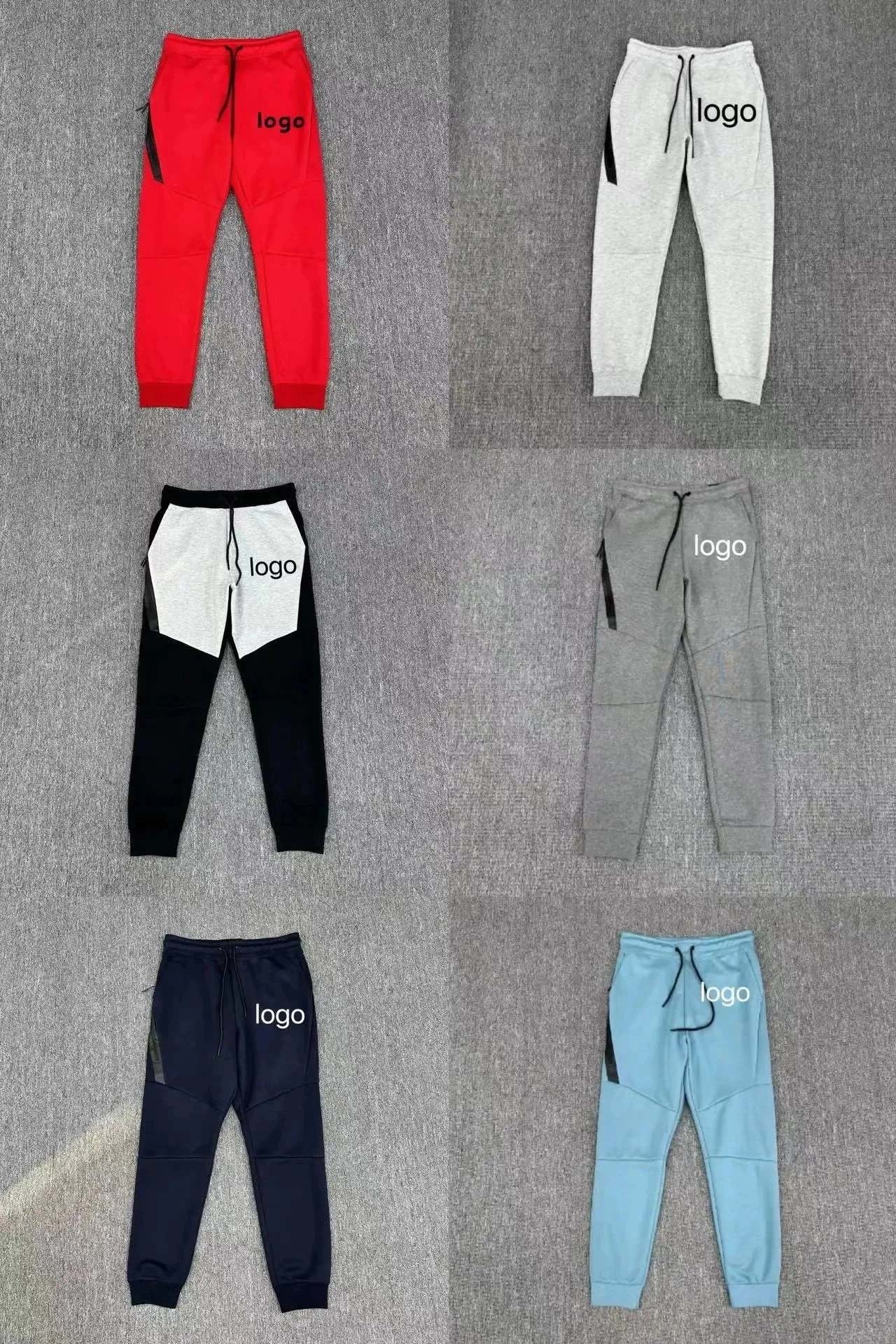Nike Tech Fleece Joggers - Red with Black Side Panel and Logo