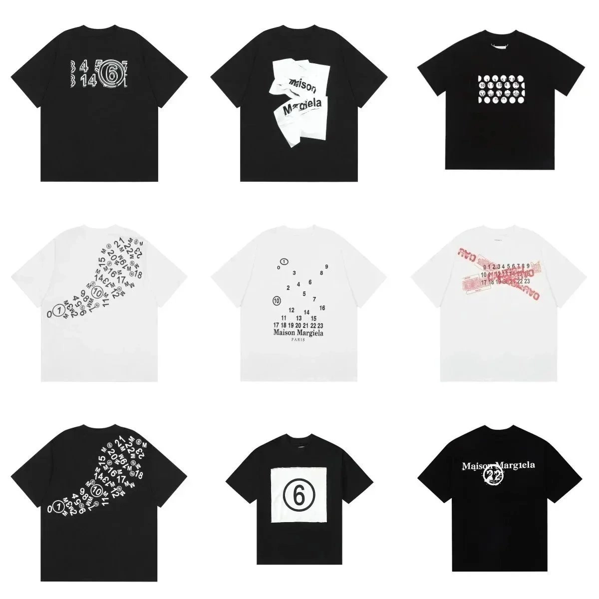 Maison Margiela Replica Numeric Print T-Shirt Black