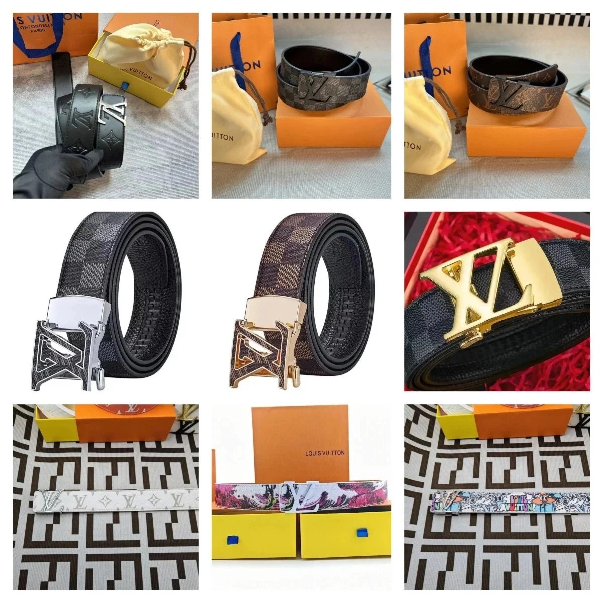 Louis Vuitton LV Initiales Reversible Belt Damier Graphite Gold Buckle