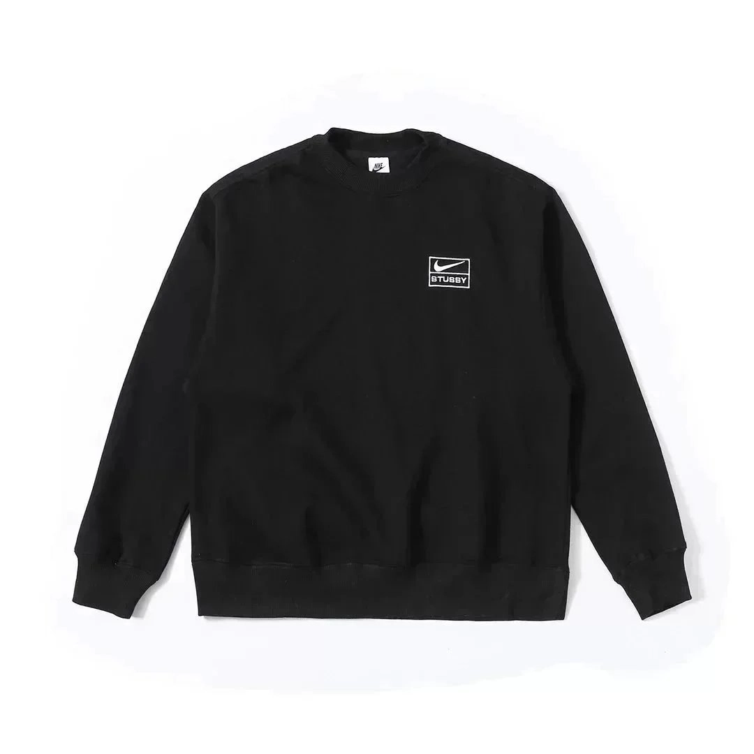 Nike x Stussy Black Crewneck Sweatshirt with Logo Patch