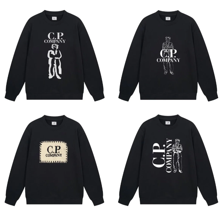 C.P. Company Black Crewneck Sweatshirt with Graphic Print