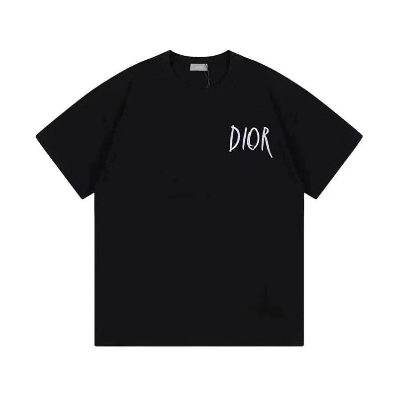 Dior Black Oversized T-Shirt with Handwritten Logo Print