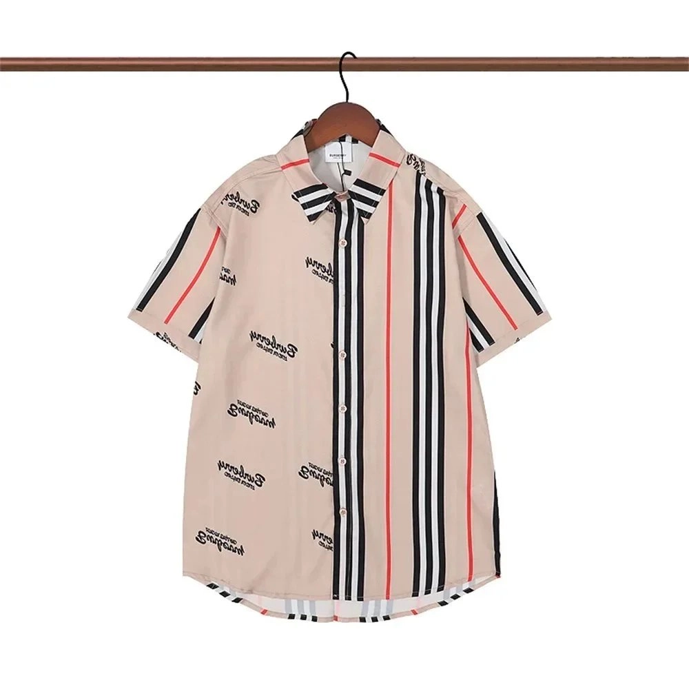 Burberry Icon Stripe Print Short-Sleeve Shirt Beige