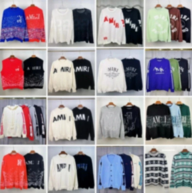 Amiri Logo Knit Sweater - White with Bold Black Lettering